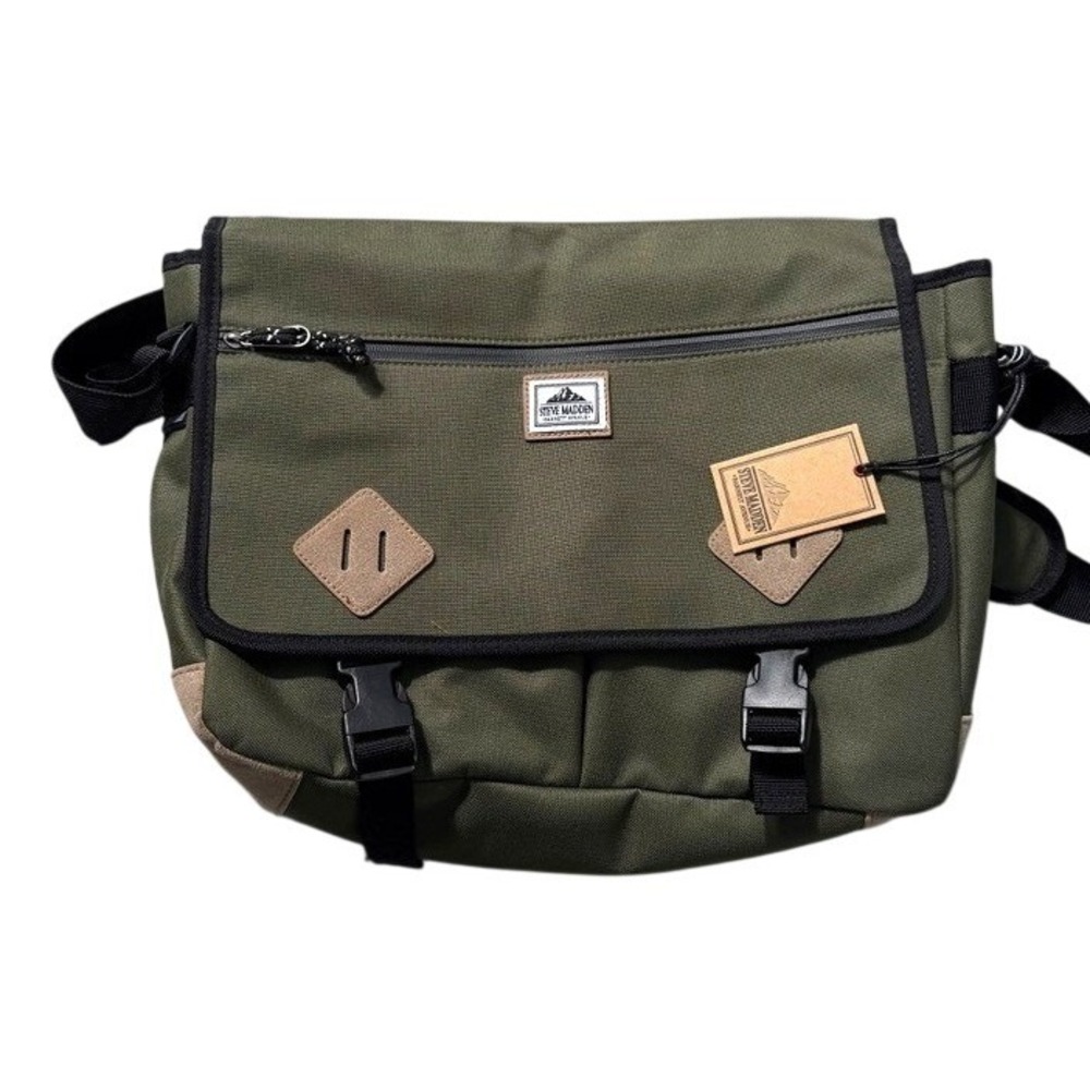 Steve Madden Barnett Avenue Messenger Bag Mens Large Olive Green Workwear MM-350